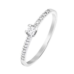 Bague solitaire or blanc 750/000 et diamants