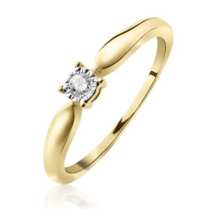 Solitaire diamant 0.05 ct, or jaune