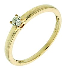 Bague solitaire Or jaune et Diamant 0.12 ct