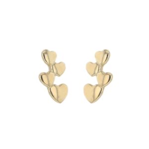 Boucles d'oreilles Or jaune, 9 mm, Coeurs
