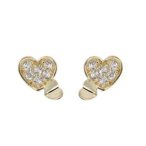 Boucles d'oreilles or jaune Coeur et zirconiums