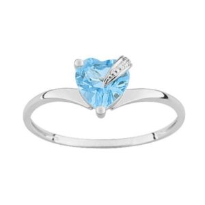 Bague Or Blanc et Topaze Coeur 7 x 7 mm