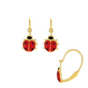 Boucles d'oreilles Enfant Or Jaune, Coccinelles