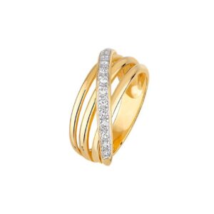 Bague or jaune et zirconiums