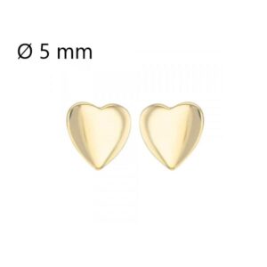 Boucles d'oreilles or jaune, motifs Coeurs 5 x 5 mm