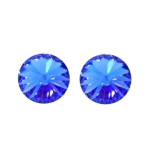 Boucles d'oreilles Argent et cristal bleu Ø 9 mm, Crystal Jewellery