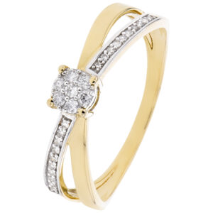 Bague Solitaire Fantaisie Or Jaune et diamants