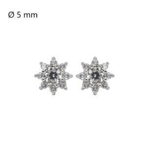 Boucles d'oreilles Or blanc et Zirconiums,  Étoiles 5 mm
