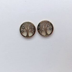Boucles d'oreilles Arbre de vie, or jaune et nacre, Ø 8.5 mm