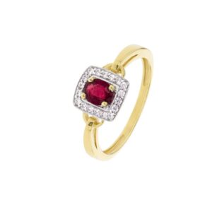 Bague Or Bicolore, Rubis et Zirconiums