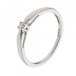 Bague solitaire Or Blanc et Diamant 0.04 ct