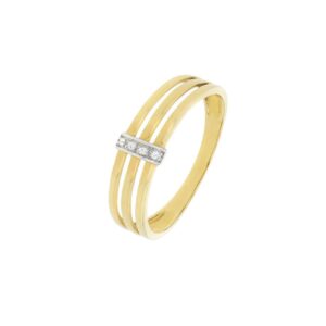 Bague Or jaune 6 mm, diamants