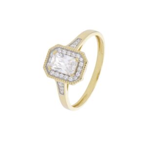 Bague Rétro Or jaune et Zirconiums