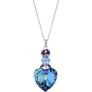 Collier Argent Coeur Cristal Bleu, Cristal Jewellery