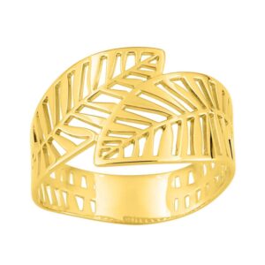 Bague or jaune, Fougères 11 mm