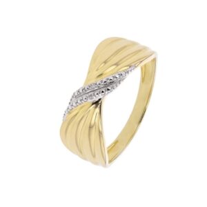 Bague or jaune 750/000,  pavage diamants