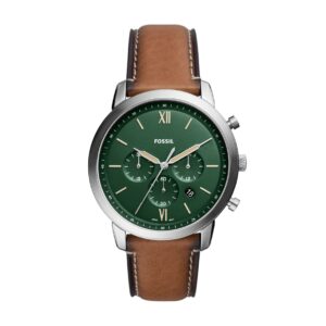Montre Homme "Neutra" Ø 44 mm, chronographe en cuir écoresponsable, cuir marron