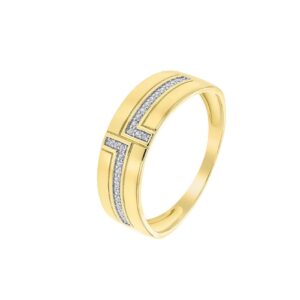 Bague Or jaune, pavage Zirconiums