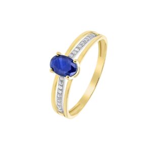 Bague Or jaune 750/000, Saphir et Diamants