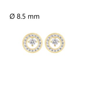 Boucles d'Oreilles Cercles, Or jaune et Zirconiums