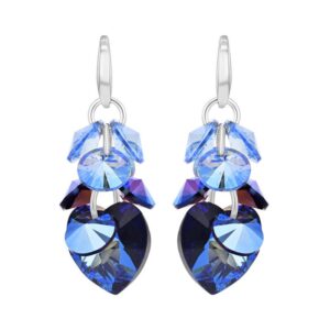 Boucles d'Oreilles Argent et cristaux Bleus, Cristal Jewellery