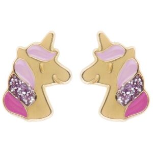 Boucles d'oreilles enfant Or jaune750/000 , licorne
