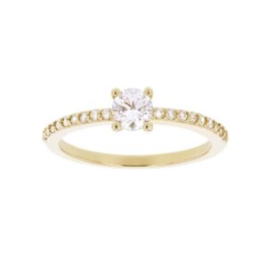 Bague solitaire Plaqué Or, Zirconiums, Sully