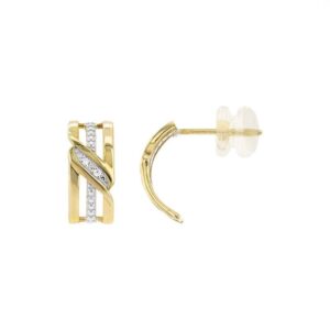 Demi créoles 12 mm, Or jaune et diamants