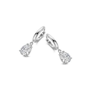 Boucles d'oreilles pendantes, argent et zirconiums en goutte, Naiomy