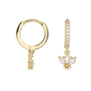 Créoles plaqué or, pampille zirconiums, Sully