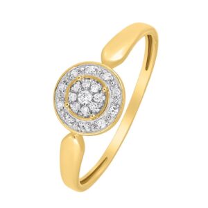 Bague or jaune, multi diamant 0.05 ct sur disque de 8 mm