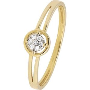 Solitaire Fantaisie Or jaune 750/000 et pavage diamants