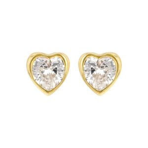 Boucles d'oreilles or jaune et zirconiums Coeurs 4 x 5 mm, tige vissée