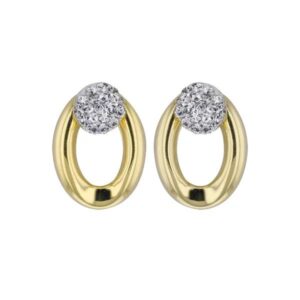 Boucles d'oreilles 15 x 12 mm, Or jaune et Cristal