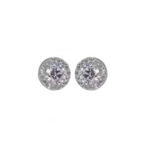 Boucles d'oreilles Or blanc et zirconiums, Ø 6 mm