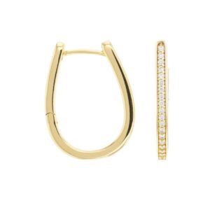 Créoles ovales 20 x 15 mm, plaqué or et zirconiums, Sully