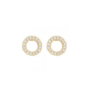 Boucles d'oreilles Cercles Ø 7 mm,  plaqué or et zirconiums , Sully