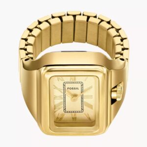Montre / Bague rectangulaire dorée, Fossil