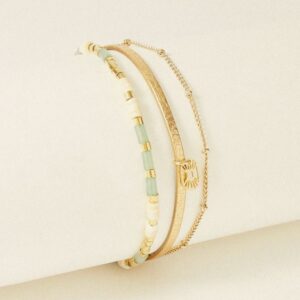 Bracelet "Appoline" Metallic Gold et Jade, T1