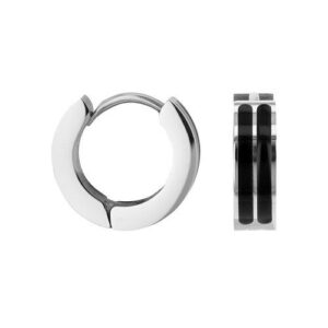 Créoles acier et PVD noir, Harvey Stone