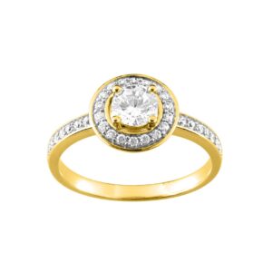 Bague Solitaire Plaqué or et Zirconium