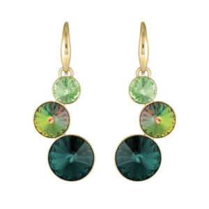 Boucles d'oreilles, argent doré et cristal, 40 mm