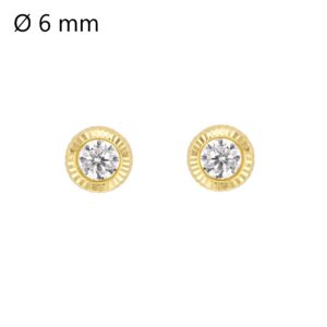 Boucles d'oreilles puce, or jaune et zirconium 4 mm