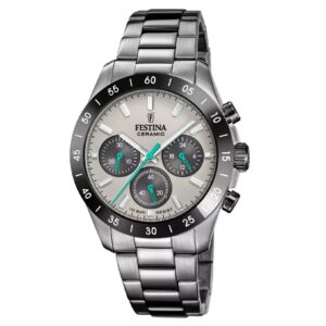 Montre homme "Ceramic", noire 39 mm, Chrono, Festina