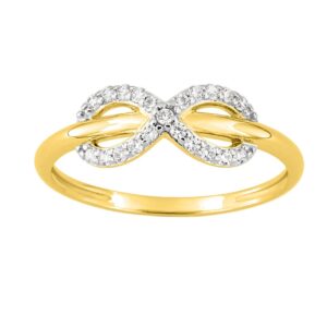 Bague or jaune, sigle Infini serti de zirconiums