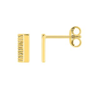 Boucles d'oreilles or jaune, duo de barrette 3 x 7 mm