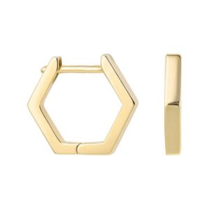 Créoles hexagonales 13.5 mm, Plaqué or, Sully