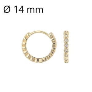 Boucles d'oreilles créoles Ø 14 mm, Plaqué or et Zirconiums, Anamila