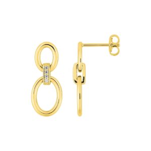 Boucles d'oreilles pendantes plaqué or et zirconiums
