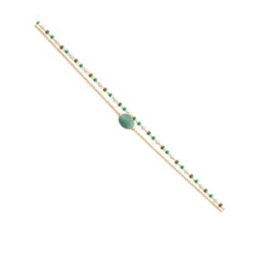 Bracelet Double Perles Aventurine plaqué or, Anamila